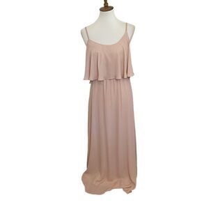 Show Me Your Mumu Caitlin Ruffle Maxi Dress Light Pink Blush Medium